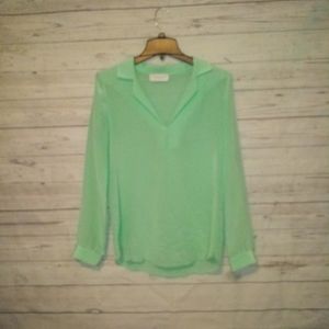 Mossique Women's Blouse Size Small Seafoam Green